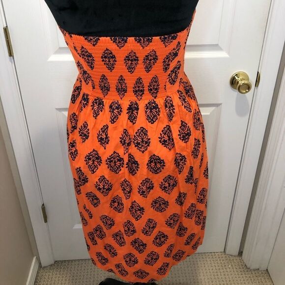 Old Navy orange blue strapless midi dress size 2 - Picture 7 of 10